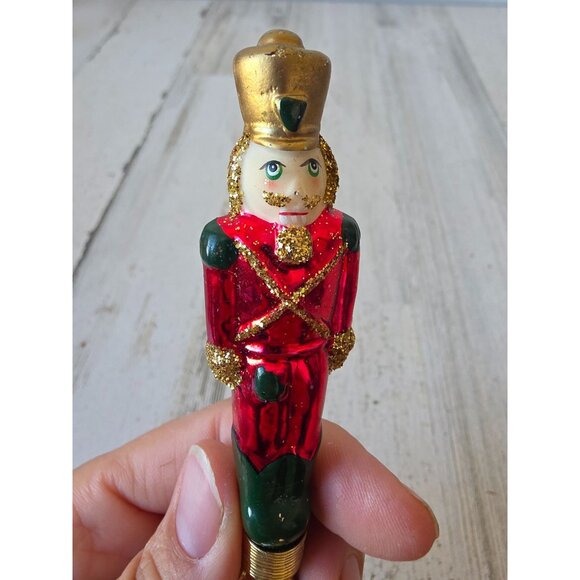 Vintage soldier nutcracker glass clip glitter gold mini Xmas tree - Picture 7 of 9